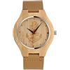 Unendlich U Infinity U-Orologio al quarzo in legno di Bamboo per uomo e donna Orologio al quarzo con cinturino in vera pelle con design di ancoraggio