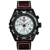 swiss alpine military Orologio da uomo Chrono 7076.9 pelle 10 ATM, Nero/Argento/Marrone 9572sam, cinghia