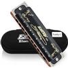 East Top Armonica a bocca diatonica Key of Paddy C 10 fori 20 toni 008K Blues Armonica a bocca con copertura nera, armonica di grado superiore per adulti, professionisti e studenti