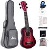 Winzz Ukulele Soprano 21 Pollici - Kit per Bambini, Adulti e Principianti - Rosso Unico Con 8 Accessori: Accordatore, Custodia, Tracolla, Corde