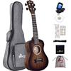 Winzz Ukulele Concerto Principianti, 23 Pollici Ukulele Adulti e Bambini 5+ Anni, Unico Marrone Ukulele Legno Set con 8 Accessori