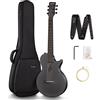 Enya Nova Go Chitarra Acustica 33 Pollici Fibra di Carbonio Integrale Modellato Mini Chitarra Starter Kit con Custodia per Chitarra e Tracolle per Chitarra (Nero)