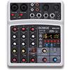 BOMGE - Mixer audio DJ a 4 canali 16 DSP Echo, console con interfaccia di mixaggio per karaoke con MP3, USB, Bluetooth, registrazione stereo (04D-Bianco)