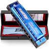 East Top Blues Armonica diatonica Chiave di Bb 10 fori 20 toni Armonica per adulti, principianti, musicisti professionisti e studenti (blu)