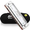 East Top 10 fori 20 toni 008K Armonica diatonica chiave A con copertura argento, armonica standard per adulti, musicisti professionisti e studenti