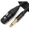 NANYI Cavo audio microfono da 6,35 mm TS a XLR femmina, nero/lega, adatto per microfoni, altoparlanti attivi, palcoscenico, DJ, console audio da studio -10 metri
