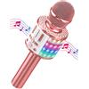 MicQutr Microfono Karaoke Bluetooth, Microfoni Karaoke Wireless con LED Flash, Portatile Karaoke Player Bambini, Altoparlante, Cambia Voce, per KTV/Casa/Festa/Canto, Compatibile con Android/iOS