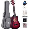 Winzz Ukulele Concerto 23 Pollici Rosso, Ukulele Principiante Set per Adulti Bambini, Design Unico..