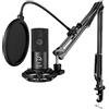 FIFINE Condensatore a Microfono studio kit, USB Microfono Computer con Braccio per Microfoni Regolabile e Filtro Anti-pop per Strumenti Voice Overs Registrazione Podcasting YouTube Gaming