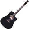 Classic Cantabile WS-10BK-CE Chitarra Western con Pickup (Acustica e amplificata, Dreadnought, Cutaway, EQ a 3 bande + Presence, Accordatore con display LCD, Uscite XLR e jack) nero lucido