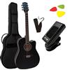 MSA. 4/4 CHITARRA ACUSTICA NEL STARTER SET - NERO OPACO CUTAWAY - LEGNO DI TIGLIO - BORSA - TRACOLLA - 3x PLETTRI - ACCORDATORE