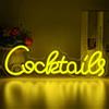 Wanxing Segno al Neon Cocktails Martini - Lampada da Parete per Pub, Birreria, Negozio del Caffè, Caverna dell'Uomo (Giallo Limone)