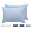 Todocama - Set di 2 federe per cuscino, in microfibra extra morbidi, ipoallergenica, Set di 2 - 50x70 cm Azzurro