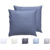 Todocama - Set di 2 federe per cuscino, in microfibra extra morbidi, ipoallergenica, Set di 2 - 60x60 cm Blu Grigio