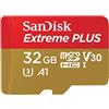 SanDisk Extreme Plus 32 GB MicroSDHC Memory Card, SD Adapter With A1 App Performance And Rescue Pro Deluxe, Up to 95 MB/s, Class 10, UHS-I, U3, V30