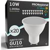 Eurocali 20x Lampadine LED GU10 10W Professionali Garanzia 5 anni Satinata Antiabbaglio (1000 lumen equivalenti a 70W) - Forma: Faretto - Luce Bianco Naturale 4000K - Fascio Luminoso 110°