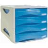 Cassettiera Smile - 29x38x25,5 cm - 4 cassetti da 5 cm - grigio/azzurro trasparente - Arda