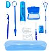 HRASY - Kit per la cura orale portatile ortodontica per bretelle, spazzola interdentale dentale, kit di pulizia per spazzolino dentale (blu)