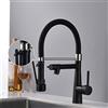 Timaco - Rubinetto da cucina per lavello ad alta pressione, con molla a spirale e blocco, doccetta estensibile, orientabile a 360°, ad estrazione pull-down, colore nero
