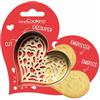 ScrapCooking - Kit taglierina + goffratore a forma di cuore, in acciaio inox, per biscotti in rilievo, stampo accessori pasticceria sabbiata, amore San Valentino - 2095