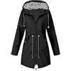 NTNY3 Giacca Impermeabile Antipioggia Cappotto Lungo con Cintura Giacche A Vento Donna Leggera con Cappuccio Taglie Forti Ragazza Cappotti Giubbotto Trekking Zip Sportiva Parka (Nero 2, 2XL)