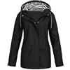 NTNY3 Giacca Impermeabile Antipioggia Cappotto Lungo con Cintura Giacche A Vento Donna Leggera con Cappuccio Taglie Forti Ragazza Cappotti Giubbotto Trekking Traspirante Zip Sportiva Parka (Nero, XL)