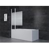 Marwell White Lines - Pannello doccia per vasca da bagno, 100 x 140 cm, 2 pezzi, pieghevole, colore bianco opaco, divisorio doccia in vetro di sicurezza monolastra da 4 mm