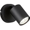 Fischer & Honsel Vano 30368 - Lampada da parete a LED con interruttore, per soggiorno, corridoio, camera da letto, attacco GU10, in metallo, colore nero sabbia, 8 x 11 cm