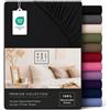 VEL VET HOME VelvetHome Lenzuolo con Angoli Una Piazza e Mezza 120x200 cm, 100% Cotone Pettinato, Jersey per Materassi fino a 25 cm, OEKO-TEX Elastico, Traspirante, Morbido, Nero