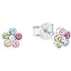amor Orecchini a perno in Argento 925 Orecchini da bambina in Argento 925, con cristallo, 0,5 cm, Argento, fiore, Fornito in confezione regalo per gioielli
