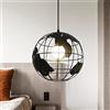 Mengjay Lampada A Sospensione A Forma Di Globo Lampada Da Soffitto Creative Hanging Metal Wire Gage Lampadario 60W E27 nero (Diametro 20cm)