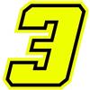 4R Quattroerre.it 13383 Numero Racing 3 Moto GP, Giallo Fluo, 10 x 10 cm