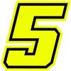 4R Quattroerre.it 13385 Numero Racing 5 Moto GP, Giallo Fluo, 10 x 10 cm