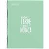Miquelrius - Taccuino A4, Notebook Messaggi, 1 striscia di colore, 80 fogli a righe, Carta da 90 g/m², 4 fori, Quaderno A4 con copertina rigida, Rilegatura a spirale, Colore verde