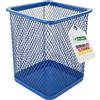 D.RECT Portapenne in Metallo a Rete Quadrato - Porta Penne da Scrivania con Piedini in Gomma e Rivestimento Interno Protettivo - Blu Navy - Altezza 98 mm