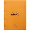 RHODIA 118016C - Bloc-Notes a punto metallico sul lato Side Orange - A4 - Quadretti piccoli - 80 fogli staccabili foratura 4 buchi - Carta Clairefontaine 80g/m² - COPERTINA morbida e resistente