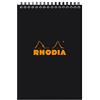 RHODIA 165019C - Notepad Bloc-Notes a Spirale (Rilegatura integrale) NERO - A5 14,8X21cm - a righe - 80 fogli staccabili - Carta Clairefontaine Bianca 80g/m² -COPERTINA in carta trattata morbida