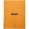 RHODIA 118015C - Bloc-Notes a punto metallico sul lato Side Orange - A4 - Quadretti grandi Seyes - 80 fogli staccabili foratura a 4 buchi - Carta Clairefontaine Bianca 80g/m² - COPERTINA in carta trattata