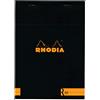 RHODIA 162012C - Bloc-Notes a punto metallico « le R » N°16 NERO - A5 14,8X21cm - a righe - 70 fogli staccabili - Carta Clairefontaine AvOroio 90g/m² - COPERTINA vellutata al tatto - Basics