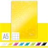 Leitz WOW Notebook A5 a quadretti, copertina rigida, 160 pagine, 80 fogli di carta certificata FSC (80 g/m²), rilegatura a filo, per ufficio, scuola o come diario, Giallo, 46281016