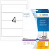HERMA Etichette per Raccoglitori, 192 x 61 mm, Etichette Adesive A4 per Stampante, 4 Etichette per Foglio, Bianco