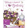 Piccadilly Greetings Biglietto di auguri di compleanno da donna, 20,3 x 15,2 cm, colore: verde, rosa, marrone, bianco, rosso