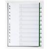 Durable 622105 - Divisorio con cavalierini termosaldati e set di etichette, f.to A4, 10 tasti, foratura universale, verde