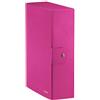 Leitz - Scatola portadocumenti con chiusura a bottone, Cartella progetti in cartone plastificato, Fucsia metallizzato, 24 x 35 x 10 cm, 39680023