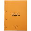 RHODIA 118014C - Bloc-Notes a punto metallico sul lato Side Orange - A4 - a righe - 80 fogli staccabili foratura a 4 buchi - Carta Clairefontaine Bianca 80g/m² -COPERTINA in carta trattata morbida e Resistente