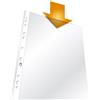 Durable 265919 - Busta Standard Forata per Cataloghi, Formato A4, Apertura Lato Superiore, Finitura Buccia d'Arancia, Trasparente, Confezione da 100 Pezzi