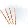Favorit 400136861 Buste Trasparenti, Foratura Universale, Formato Interno 22 x 30 cm, Finitura Liscia, Adatte per Fogli A4, Confezione da 25 Pezzi con Banda Con Fori Arancio Fluo