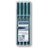 STAEDTLER Lumocolor 318 Penne permanenti - nero, set da 4, 0,6 mm | Inchiostro indelebile anti-sbavatura a punta fine, fusto riciclato - tecnologia DRY SAFE - Art.-Nr. 318-9WP4HZ