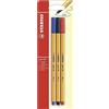 Fineliner - STABILO point 88 - Pack da 3 - Nero/Blu/Rosso