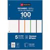 Miquelrius - Blocchi di fogli di ricambi, Ricarica A4, 100 fogli quadretti medi 5M, carta opaca 90 g/m², fogli perforati per raccoglitori ad anelli, materiale scolastico, 5 colori vivaci